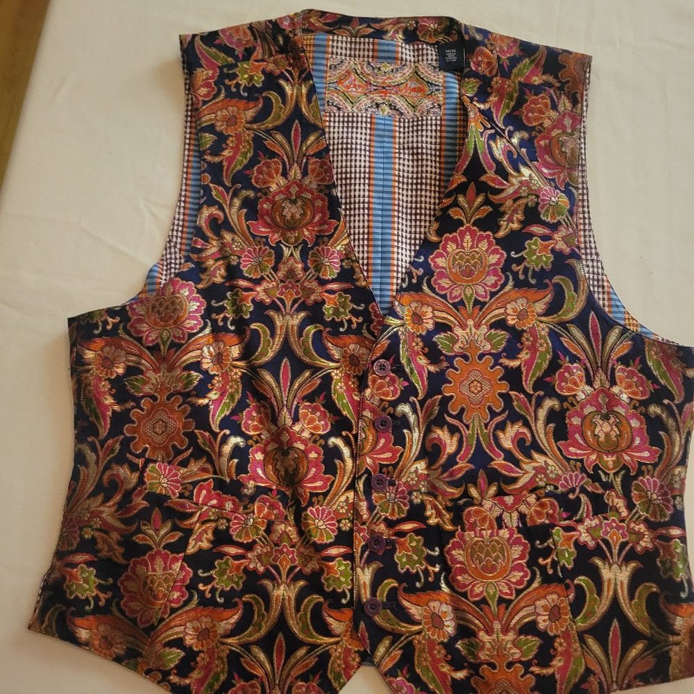 Like New Robert Graham Vest Medium Cotton/Silk